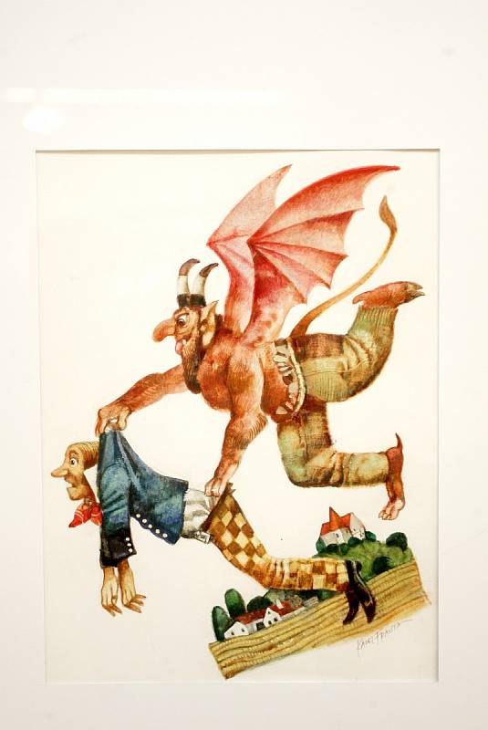 Výstava Kam i čert může představuje práce ilustrátora Karla Franty.