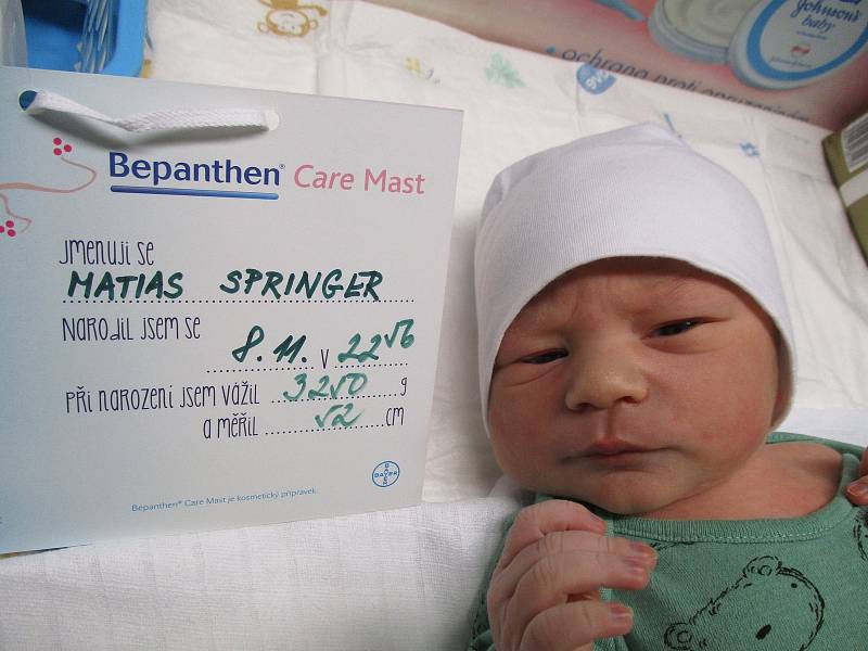 Matias Springer, 8. 11. 2021, Bořetice, Nemocnice Břeclav, 3250 g, 52 cm