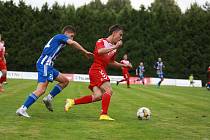 Fotbalisté brněnského Startu (v červeném) na úvod nového ročníku třetí ligy padli 0:3 se Zlínskem.