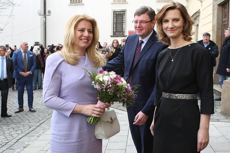 Brno 10.3.2020 - slovenská prezidentka Zuzana Čaputová s primátorkou Markétou Vaňkovou na brněnské radnici