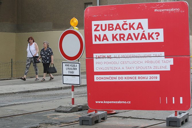 Rekonstrukce části ulice Údolní v Brně.