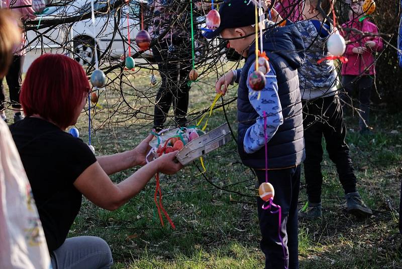 Poslední březnovou sobotu nazdobili lidé v Kuřimi společně velikonoční strom.