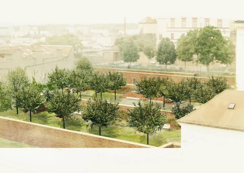 Vizualizace vzhledu Kapucínských zahrad pod Petrovem po opravách. Zahrady zpřístupní v roce 2018.