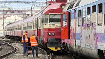 Srážka vlaků na hlavním nádraží v Brně