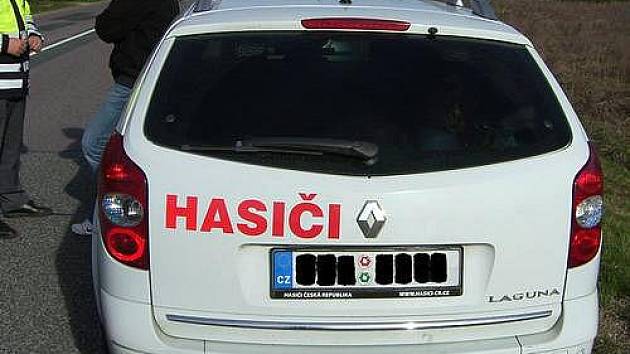 Jeden z falešných hasičských automobilů