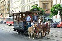 Historická koněspřežná tramvaj v Brně.