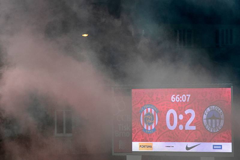 Brno 22.1.2021 - domácí FC Zbrojovka Brno v červeném proti FC Slovan Liberec