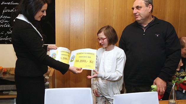 Modelka Jitka Válková v úterý předala dětem výtěžek z aukce umění na Plese jako Brno. Organizátoři plesu letos vybrali pět dětí s různými diagnózami, které si mezi sebe rozdělily 430 tisíc korun. 