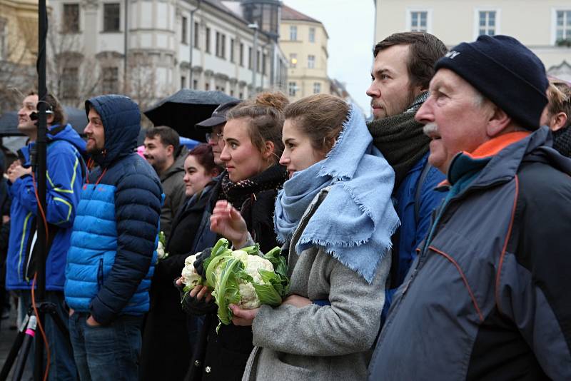 Zhruba dvě stě lidí přišlo na vzpomínkovou akci k 17. listopadu na brněnské náměstí Svobody.