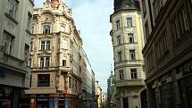 Roh náměstí Svobody a Jánské ulice v Brně, kde stával hotel Europa