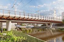 Druhý nejlepší návrh nového mostu přes řeku Svitavu u areálu Nové Zbrojovky od ateliérů P.P. Architects a PRIS.