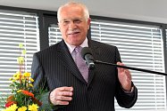 Prezident Václav Klaus má projev v areálu Spilberk Office.