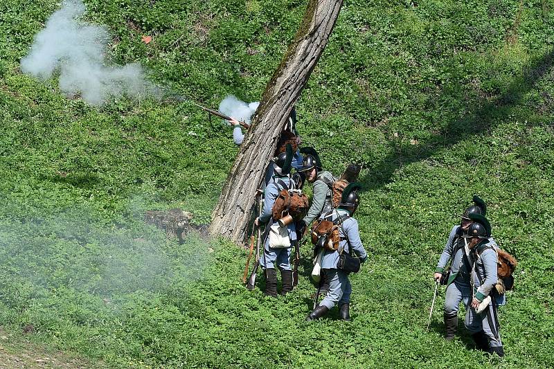 Bitva napoleonských armád o hrad Veveří.