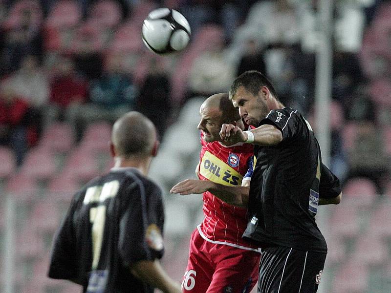 Utkání fotbalistů 1. FC Brno s Příbramí.