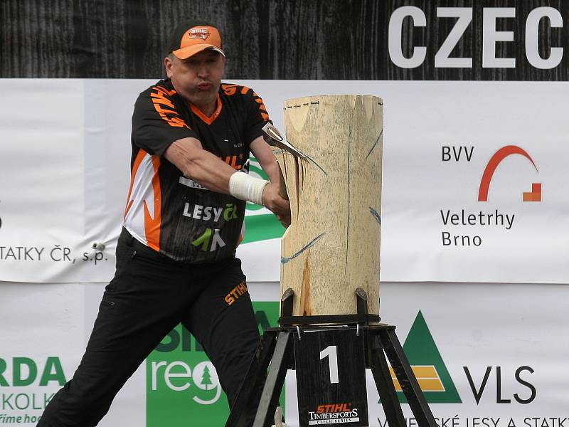 Timbersports v rámci veletrhu Techagro na brněnském výstavišti.