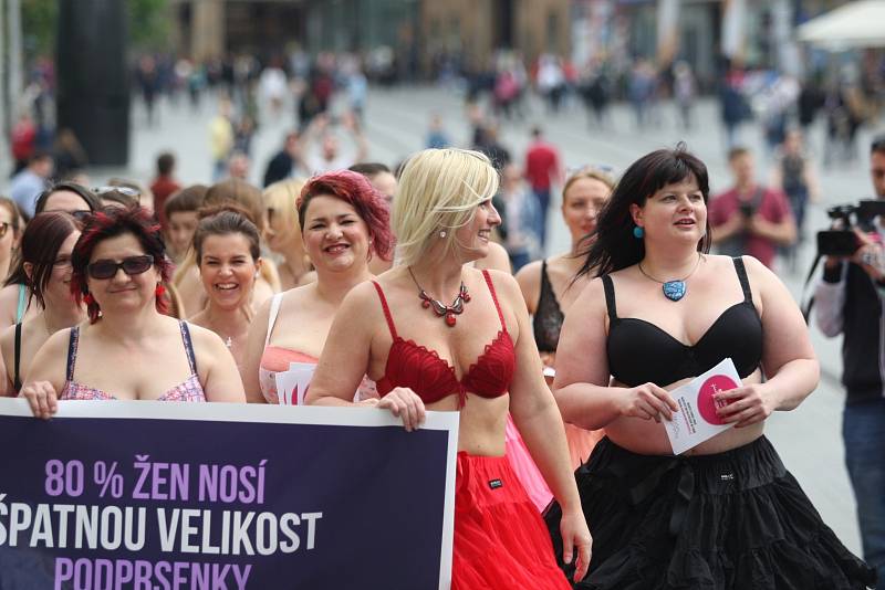 Skupina žen se v Brně prošla jen v podprsenkách.