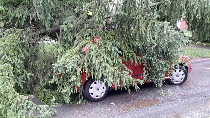 Jihomoravští hasiči se celou noc nezastavili. Bouřky a vítr v noci na pátek porážely stromy, desítky tisíc lidí byly bez elektřiny.