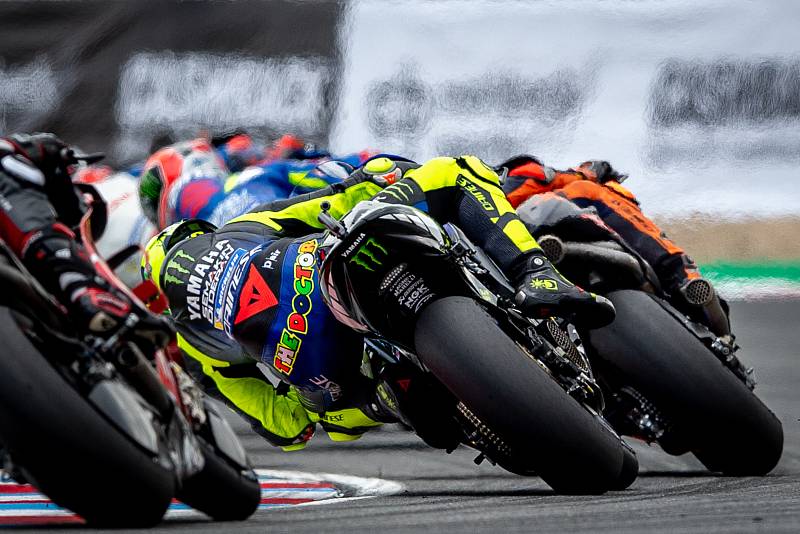 Finálový závod MotoGP Velká cena České republiky, závod mistrovství světa silničních motocyklů v Brně 4. srpna 2019. Na snímku (střed) Valentino Rossi (SPA).