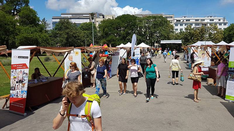 Na brněnském Moravském náměstí se u příležitosti Světového dne roztroušené sklerózy konala akce Rozsviťme ČR.