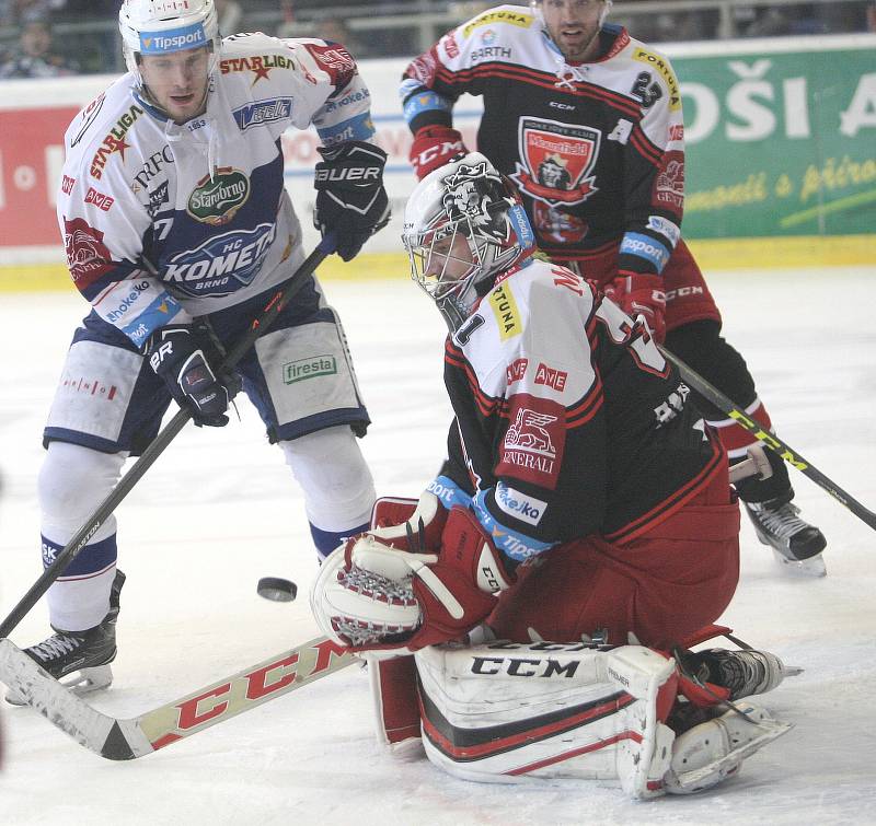  Brněnští hokejisté v utkání 28. extraligového kola zdolali na domácím ledě Hradec Králové 4:3.