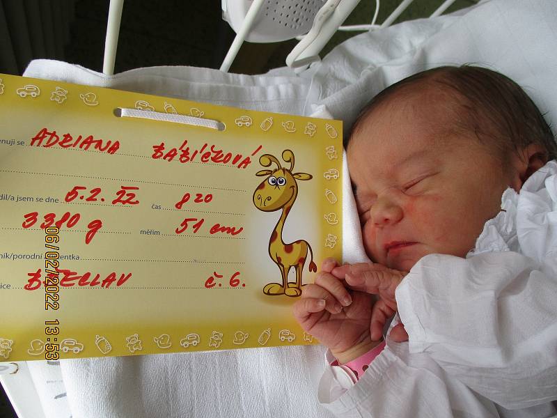 Adriana Bábíčková, 5. 2. 2022, Sedlec u Mikulova, Nemocnice Břeclav, 3380 g, 51 cm