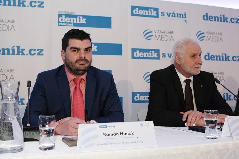 Panelová diskuze Deníku Rovnost s jihomoravským hejtmanem Bohumilem Šimkem a pozvanými hosty.