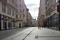 Prázdné centrum města Brna.