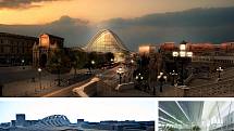ingenhoven architects, Architektonická kancelář Burian-Křivinka, architekti Koleček-Jura (Düsseldorf – Brno): Návrh komplexu hlavního nádraží v Boloni, Itálie. Vizualizace.