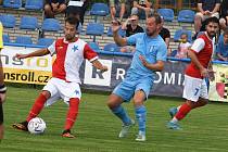 Fotbalisté Moravské Slavie (v červenobílém) jarní domácí premiéru nezvládli, se Spartou padli 0:1.