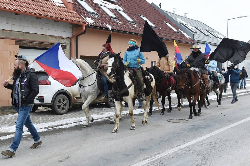 Protestní pochod s rakví k domu ministra zdravotnictví Jana Blatného.