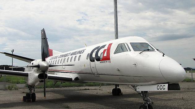 Letoun Saab 340, který létá na lince mezi Brnem a chorvatským Zadarem.