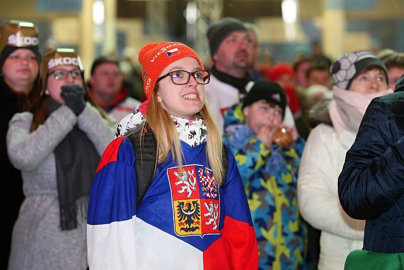 Fanoušci na Olympijském festivalu v Brně podporovali český hokejový tým všemi silami.