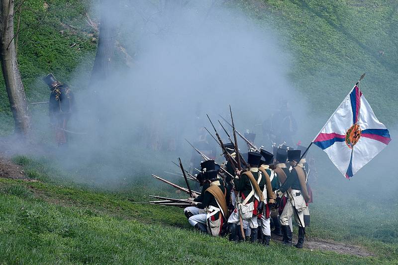 Bitva napoleonských armád o hrad Veveří.