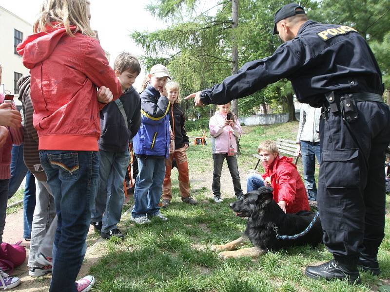 Děti se seznamovali s prací policistů u příležitosti Mezinárodního dne dětí.