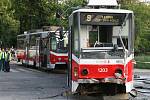 Srážka tramvaje a trolejbusu v Brně.