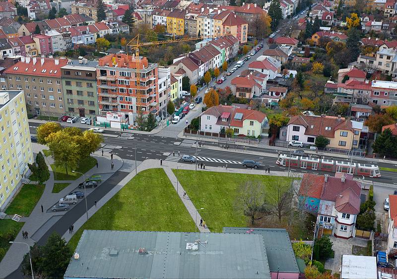 Budoucí podoba prodloužené tramvajové trati ze Štefánikovy čtvrti na Lesnou: prostor po smyčce Štefánikova čtvrť.