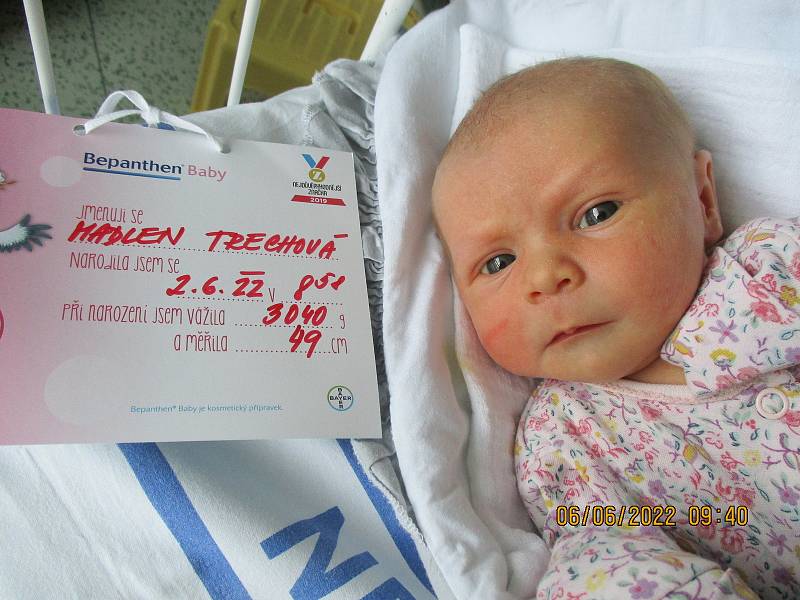 Madlen Trechová, 2. 6. 2022, Hodonín, Nemocnice Břeclav, 49 cm, 3040 g