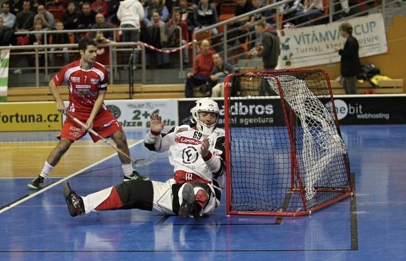 Florbalisté Bulldogs Brno v utkání s Tatranem Střešovice.