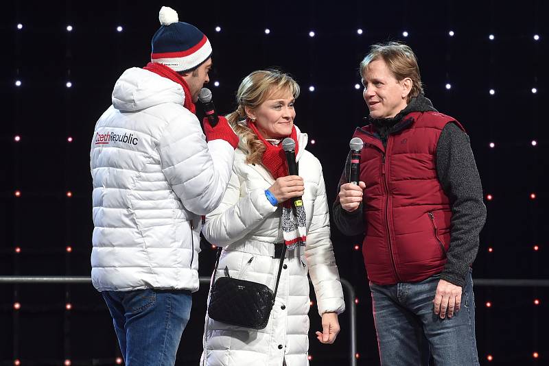 Olympijský festival v areálu brněnského výstaviště 19.2.2018. Na besedu s Deníkem dorazili krasobruslaři Kateřina Mrázová a Martin Šimeček.