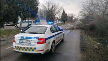 Silný vítr vyvracel stromy a lámal značky. S následky pomáhali brněnští strážníci.