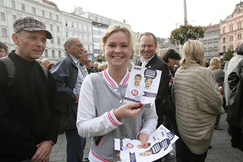 Prezident Miloš Zeman na náměstí Svobody v Brně.