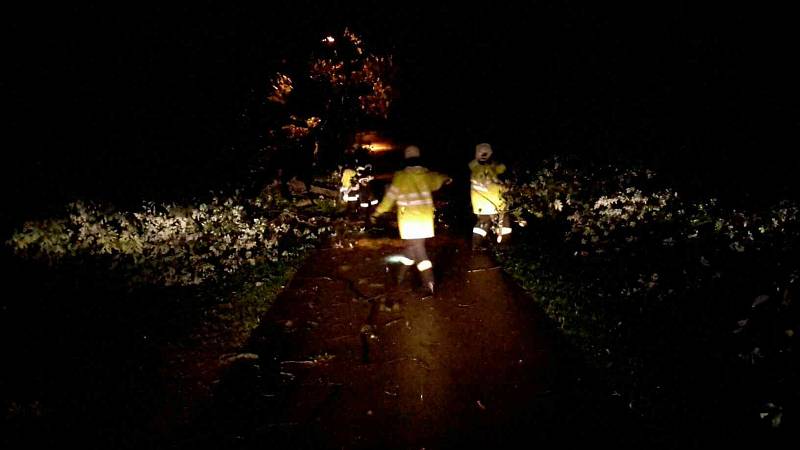 Jihomoravští hasiči se celou noc nezastavili. Bouřky a vítr v noci na pátek porážely stromy, desítky tisíc lidí byly bez elektřiny.