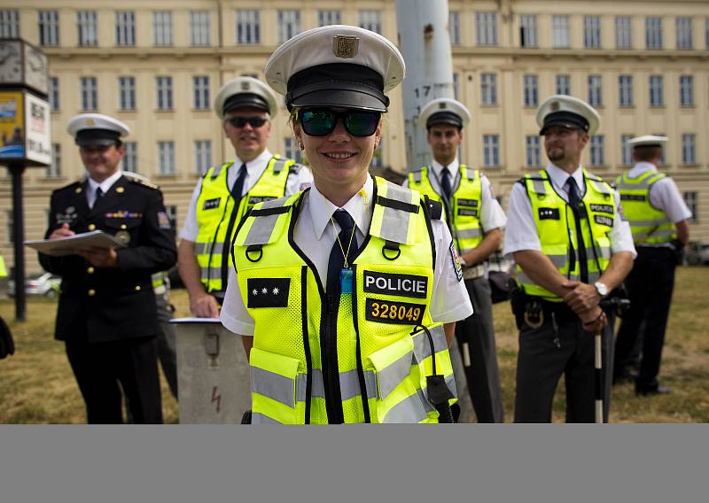 Krajské kolo soutěže dopravních policistů na křižovatce Vídeňská x Poříčí.