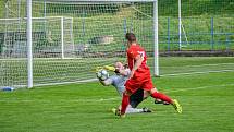 Bohuničtí fotbalisté (v červeném) přehráli v brněnském derby Moravskou Slavii jasně 4:0.