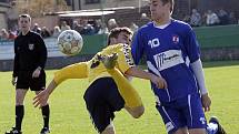 Fotbalisté Líšně (v modrém) remízovali s Jihlavou 1:1.