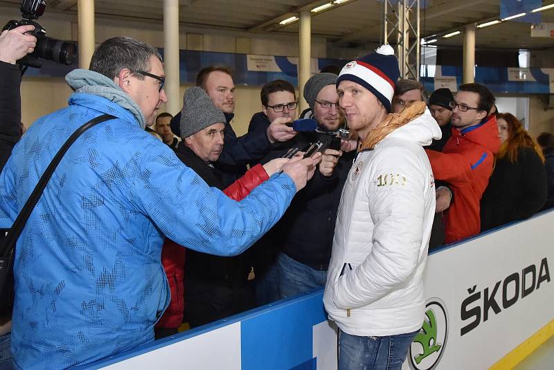 Hokejista Komety Brno a kapitán českého olympijského výběru Martin Erat v Olympijském parku na brněnském výstavišti.