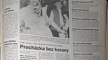 Vydání Rovnosti z konce března 1996, ve kterém tehdejší redaktoři informovali o návštěvě královny Alžběty II. v Brně