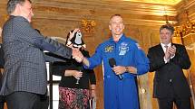 Americký astronaut Andrew Feustel ve sněmovním sále Nové radnice v Brně.