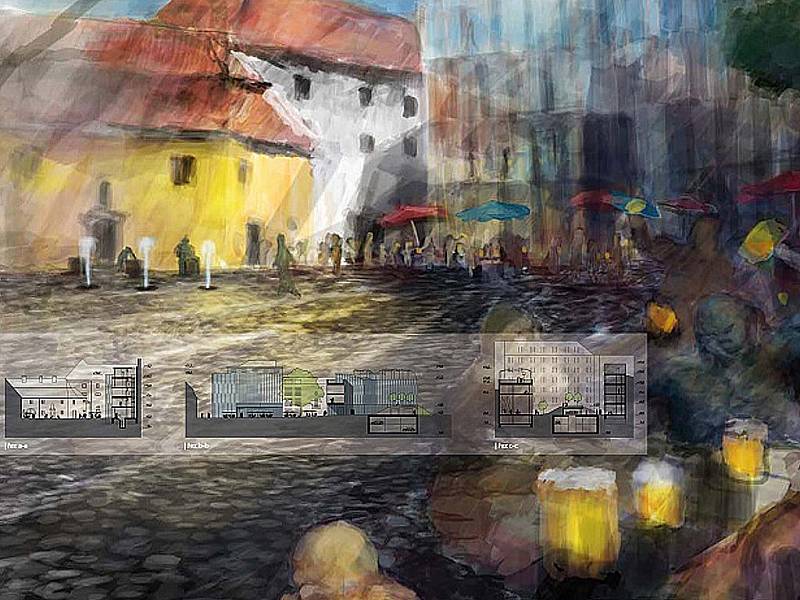 Vítězný návrh plánované podoby Římského náměstí v Brně.