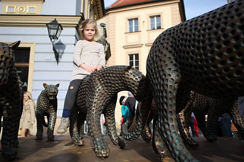 Sousoší Hejno vystřídalo na Galerii Šilingráku dílo sochaře Michala Gabriela s názvem Smečka.